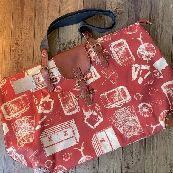 Anthropologie Handbags - Anthropologie Moulinnette Soeurs Bagages Travel Weekend Large Canvas Bag NWT